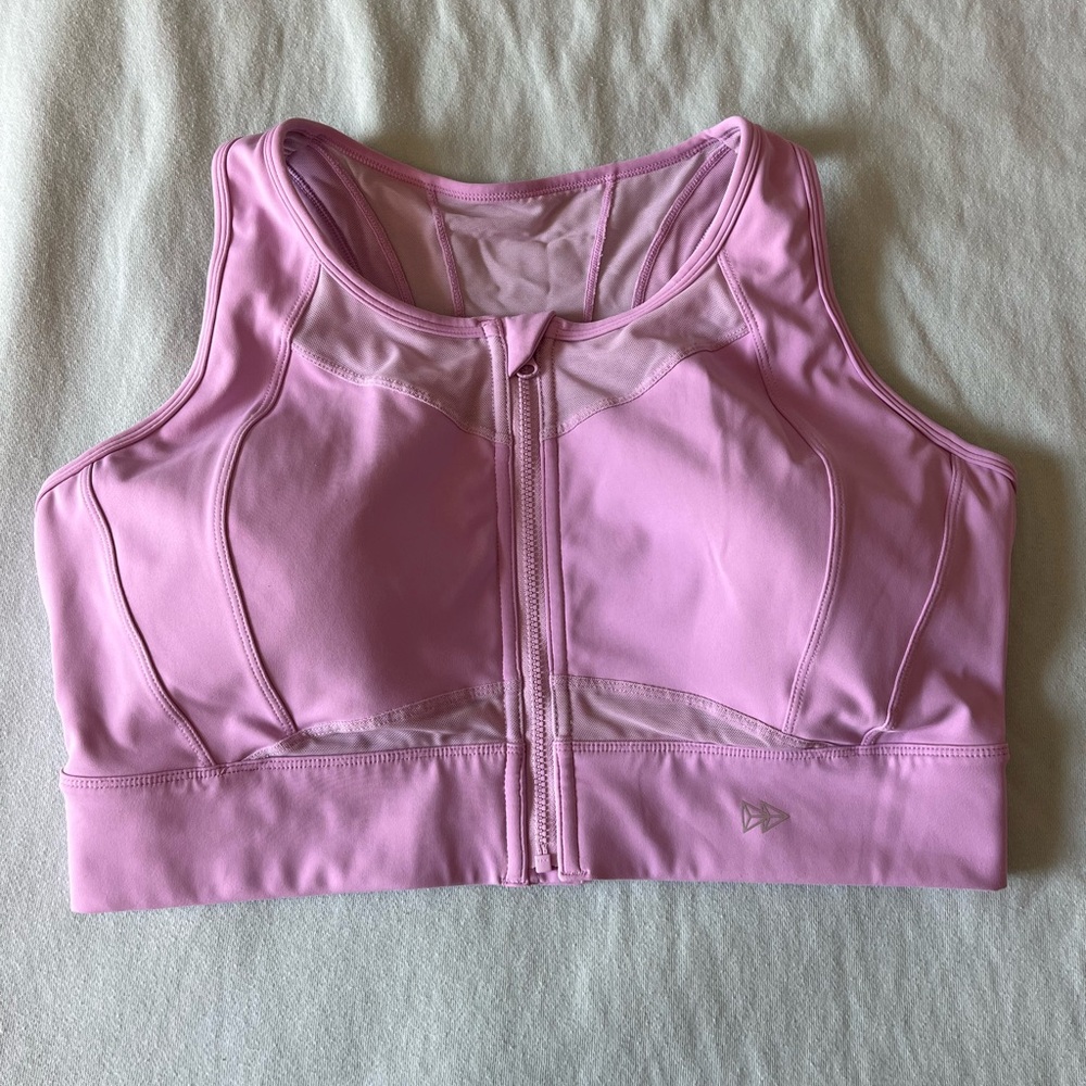 Lavender High Neck Mesh Details Sports Bra XL+